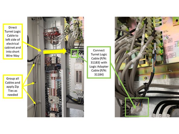 Route the Cable Assy into the electrical cabinet through the hole described in Step 14. Reinstall Cable Clamp Nut, and tighten.