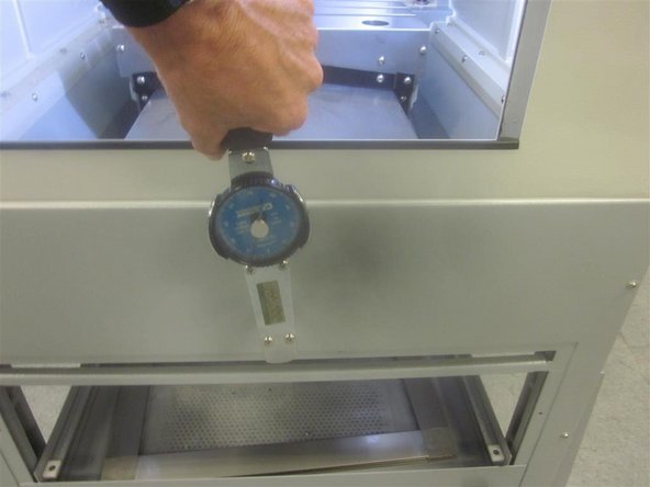 Check the rolling torque again on the front, center, and rear areas. Use the E-stop to turn off the servos before checking. It should be 10 in-lbs. or less, and within 3 in-lbs. in all three places. Average rolling torque is 6-7 in-lbs. with the motor belt installed.