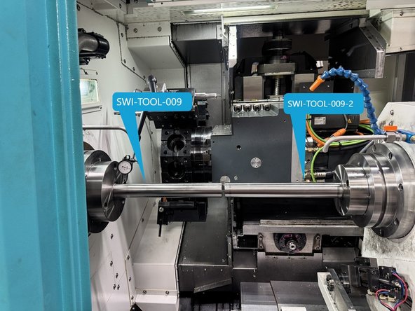 Before you can install the test bars you will need to remove the alignment pins from the main and sub spindle face.