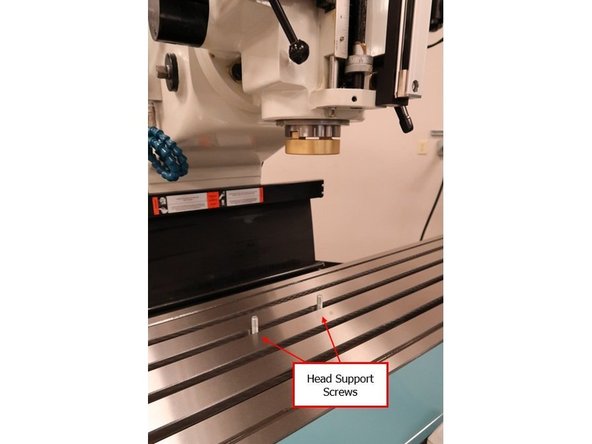 Once the installation of the counterweight support is complete, make sure that the head is directly above the center of the worktable, and that the measurement for the placement of the head within the X-Axis is at equal distance on both sides.