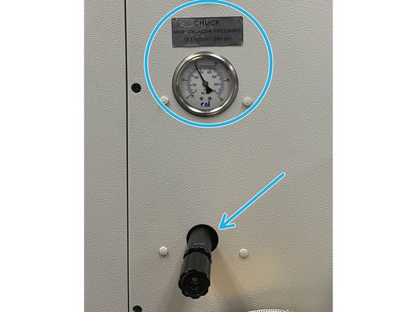 Once the computer has booted up press the Power/ Reset button on the control panel to enable the servos. This will also start the hydraulic pump running.