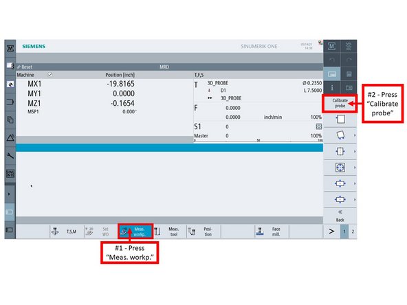 Press [Meas. workp.] on the touchscreen.