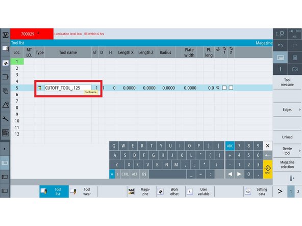 Select the turret position where the Boring Bar is installed.