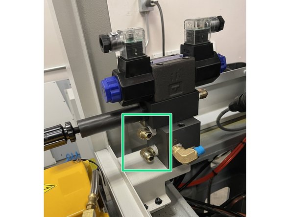 If you can't tighten the fittings 180 degrees remove them and re-apply teflon tape and tighten to where they point towards the hydraulic cylinder.