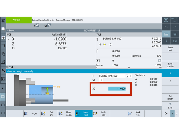 Use a .010&quot; feeler gauge between the boring bar and the back (negative X) side of the ground pin.