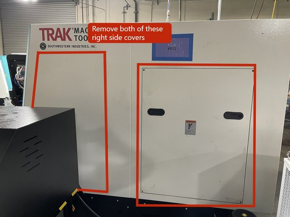 To do the alignment of the TC820LTY-S Sub Spindle a few covers need to be removed. The next few points in this step will show which covers need to be removed.