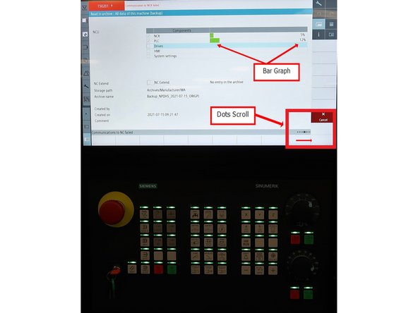 The archive operation will begin, shown by a line of dots scrolling across the lower right corner of the touchscreen.