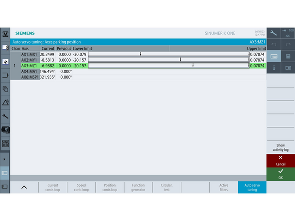 The position of the axes relative to the active soft limits is displayed. Ensure everything is positioned in a safe location, as the Z axis will move up to 6&quot; in both positive and negative directions during testing.