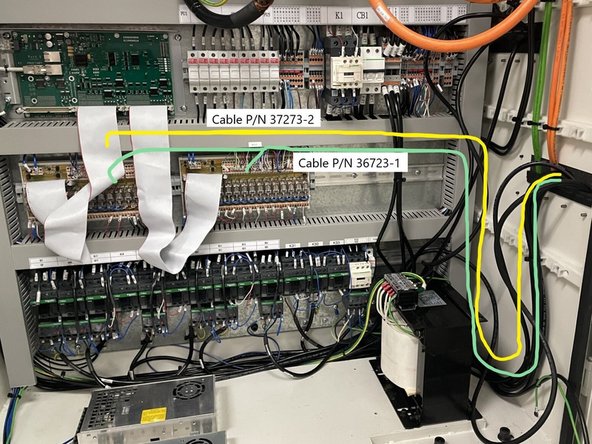 Once the cables have been routed out of the electrical cabinet, install the magazine signal and lock pin cables into a single conduit.