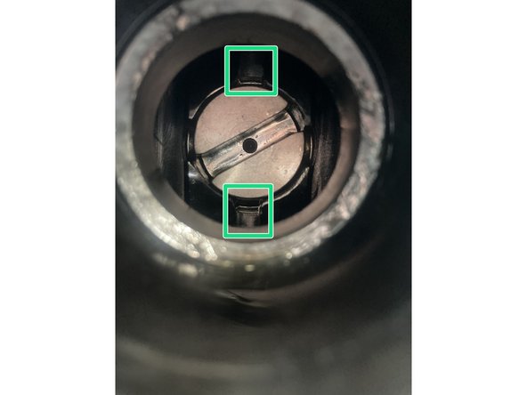 Select [S2]-&gt;[Orient (two arrows pointing toward a dot icon)]-&gt;[0]-&gt;[Cycle Start] to set the S2 at its orientation position. If spindle and outside slots are aligned, spindle referencing is now complete.