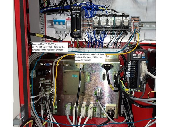 Connect the 6 pin connector on cable P/N 29817-13 from TB60-4 - TB65-4 to IN-P59 on the computer module. See Photo 3