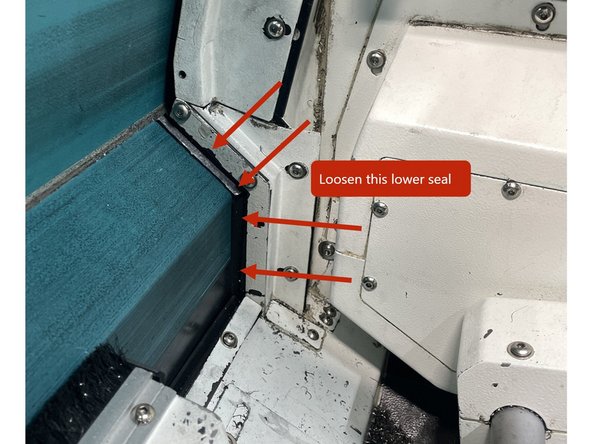 Start by loosening the door wipers on the front of the door and the window. Loosen the wiper mounting screws and move the wipers away from the door to where they make a very light to no contact with the door.
