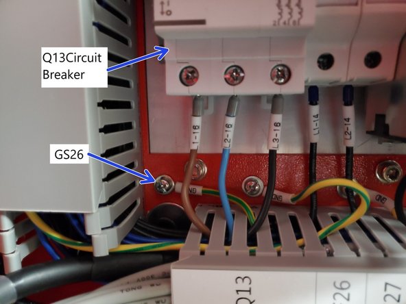 Remove terminal blocks TB60 to TB65 and install them and the end stop onto the DIN rail that has K4 and K5 installed to it and, install them to the right of the K5 relay end stop. See Photo 2