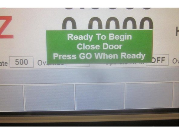 Press &quot;OK.&quot; Now press &quot;Go.&quot; The machine will rapid travel through all axis to set the limits. When finished it will return to 505.