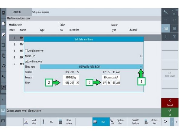 Verify date and time.