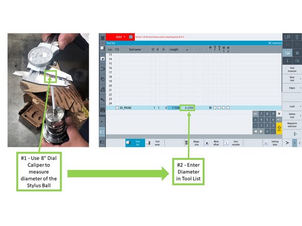 In the [Tool list] window, enter the probe's length: