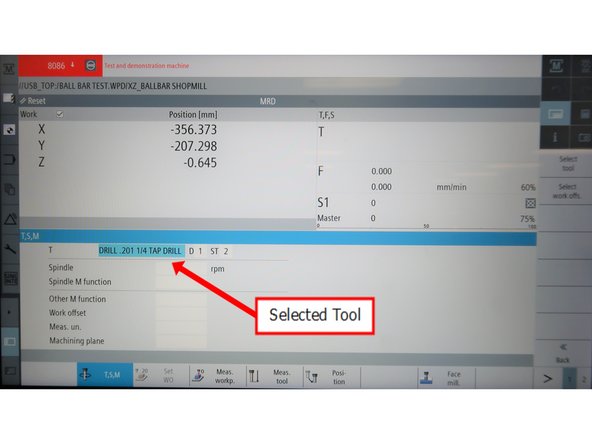 Tool details will appear in the tool field on the screen.