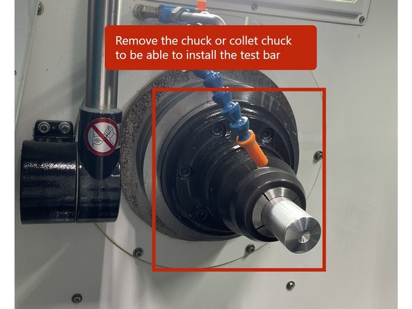 Before aligning the Sub Spindle set up a test bar on the main Spindle to see if the Spindle centerlines are in alignment. The next few steps will cover the Main spindle and sub spindle centerline alignment and adjustments.