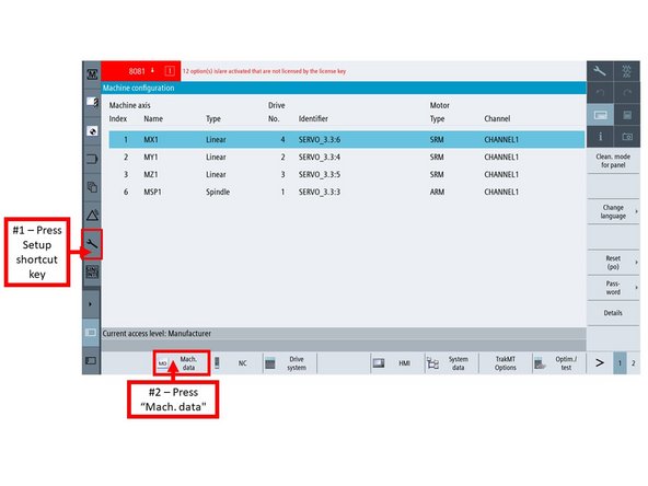 If the arm cannot safely be operated, then reference Parameter 30600 in order to move the spindle to the correct tool change height: