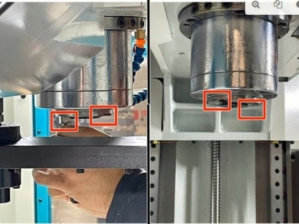 Once the orientation angle and tool change height has been set, reinstall the spindle drive dogs to the spindle.