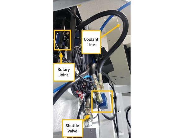 Install the bracket on the sheet metal with two bolts, and then install the Shuttle Valve itself onto the bracket with two bolts. Some machines may need the sheetmetal box drilled and tapped. Future machines will come with holes pre-drilled.