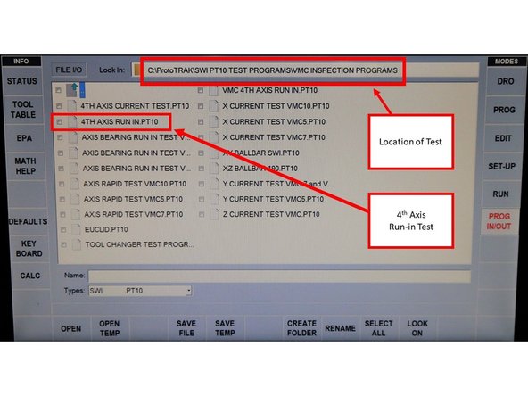 The Run-in Test allows users to verify that the 4th Axis can run a test program without any errors. Before running the program, make sure that the chuck is empty.