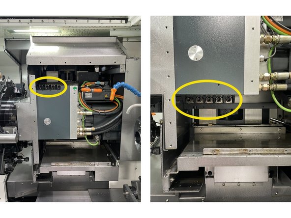 For the vertical alignment loosen the 4 upper and 5 lower screws and retorque to 7 ft-lbs (100kgf). See Photo 3 for screw locations.