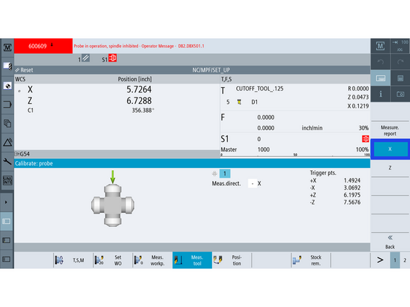 Press [OK], then press [CYCLE START] to rotate the turret.