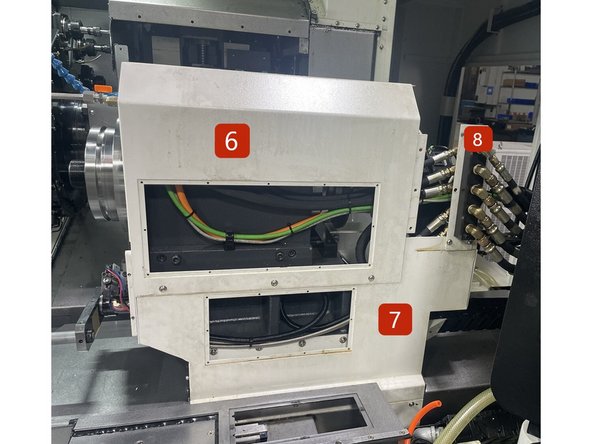If either of the above measurements are above 0.0004" (0.01mm) the Sub Spindle needs to be adjusted. The following steps will show you how to adjust the the Sub Spindle alignment.