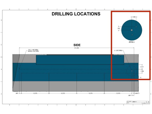 With drawing 36001-1 page 5 locate and drill the Coolant Return hole for the VMCsi 7/10 machines. See Image 1