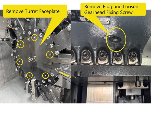 There are 2 methods of realigning the turret in the Y Axis, they are dependent on if the center disk is out of alignment with the main disk or not. The following steps will guide you through both methods.