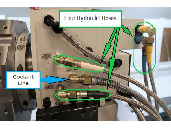 The four hydraulic hoses are exactly the same and difficult to identify them. Layout each of the hoses and mark each one individually. We will use colored heat shrink for color coding to make sure they are marked correctly with both ends the same color. Look at the photos of the pump side and verify which hose goes where.