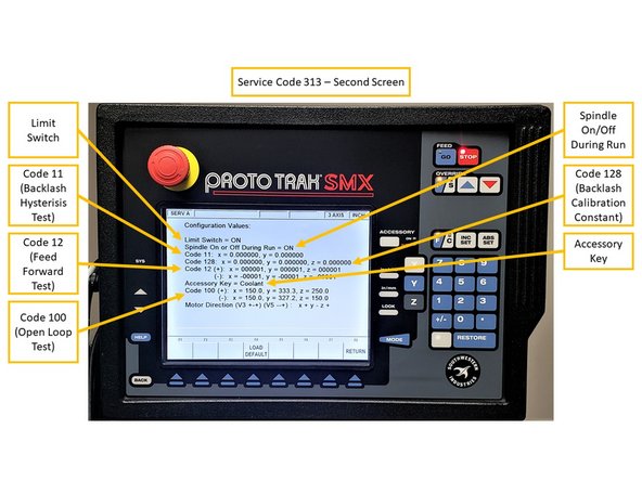 Please note that the images provided on the left are used for reference information only; you would typically see values other than zero on both of the Service Code 313 screens.