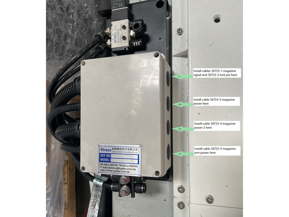 Install the ATC cables from the electrical cabinet into the cable junction Box mounted on the ATC, as shown in Photo 2.