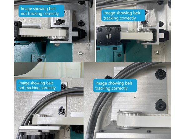 Next open and close the door a few times to see if the belt is tracking in the center of the pulleys. If not loosen the motor bracket screws and adjust the motor bracket so that the belt is centered in both pulleys when opening and closing the door.