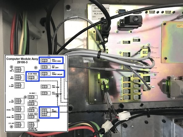 Connect cables from Air Regulator Assembly to Computer Module as shown.