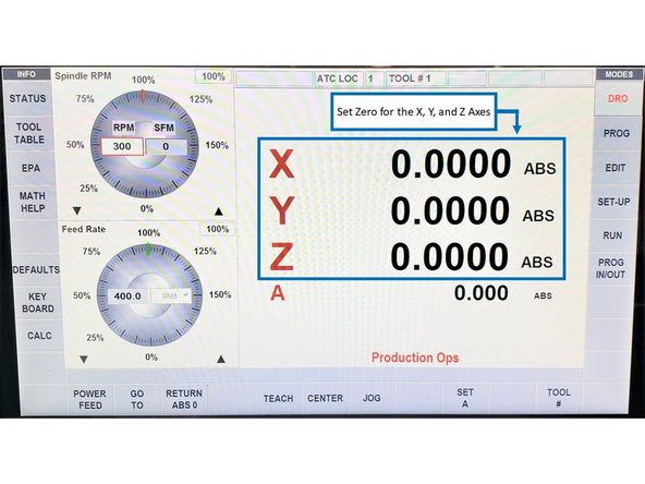 Access the Run-in Test by pressing PROG IN/OUT. Open the file named 4TH AXIS RUN IN.PT10. Click OPEN.