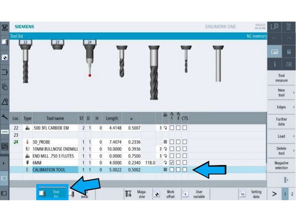 Select an available offset (e.g., G54) from the list.