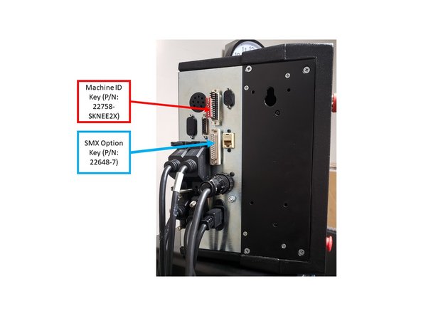 The machine ID port (or called LPT) and parallel port (hardware key) will have  their own keys plugged into them.