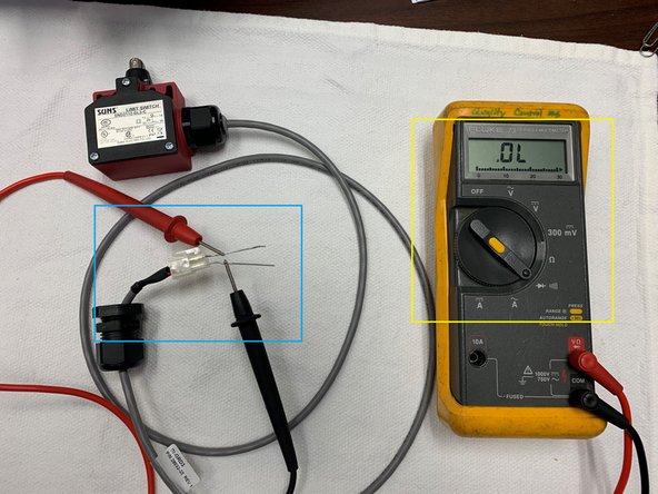 Note connector pinout.  Test leads are inserted in &quot;pin 1&quot; and &quot;pin 3&quot; of the door switch connector.