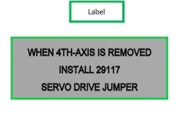 Remove jumper from 4th Axis port on the computer, and place it in a bag. That bag is tie wrapped to the computer end of cable #10 part # 22443-8. Connect cable #10 from the 4th Axis Delta drive to 4th Axis port on computer.