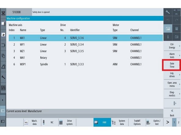 To set Date and Time: Go to [Setup] → [HMI] → [Date time].