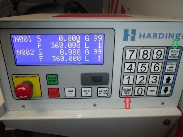 Go into program mode by pressing the &quot;MODE RUN PROGRAM&quot; Key