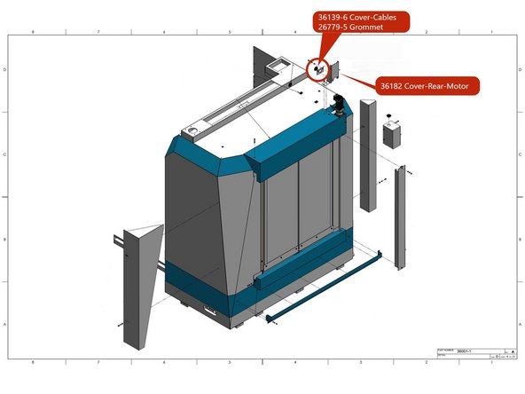 Locate cables 29032-248 Side Door Motor Power and 34239-2 Side Door Motor Output Enable/ Side Door Motor Input B/ Side Door Motor Feedback. Attach both cables to the motor.