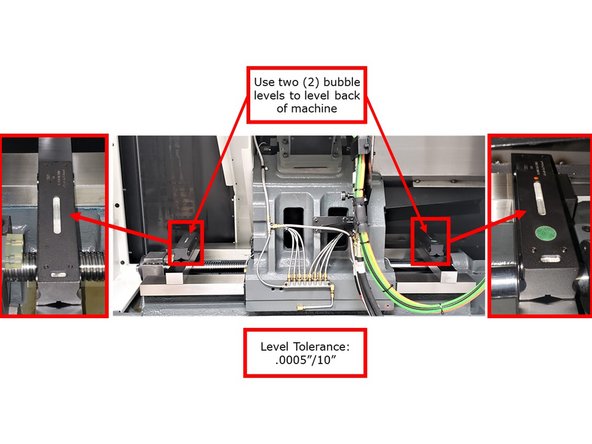 Begin leveling the Turning Center from the back of the machine: