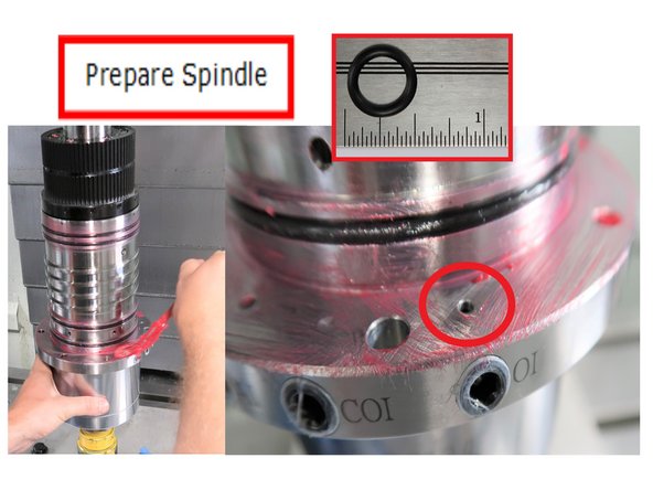 Spindle O-rings are covered with lube.  Special attention is given not to plug oil passageway.  Don't get the lube close to oil passageway to allow for the lube to be compressed during installation. To protect that passage way after installation, a 1/2&quot;   o-ring is inserted into the flange above the hole on the casting (see insert).