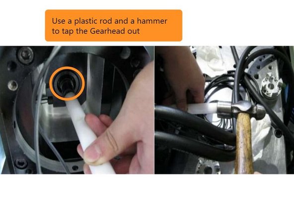 Once all of the coupling screws are loose, move 4 of the M5 screws into the threaded holes in the coupling and tighten to break the taper lock loose. Then remove the coupling. See Photo 1