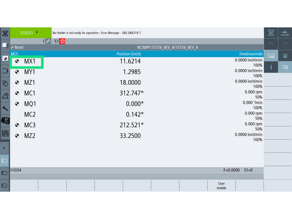 Confirm the X axis now shows the reference icon.