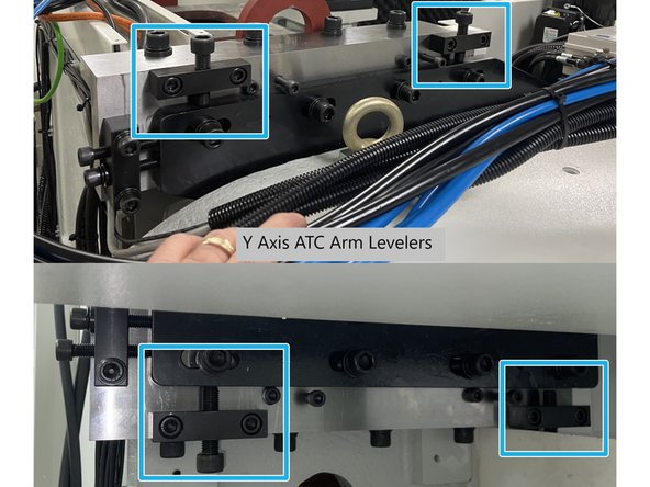 To adjust the level of the ATC Arm crack loose and then snug the (8) M16  ATC mounting screws.