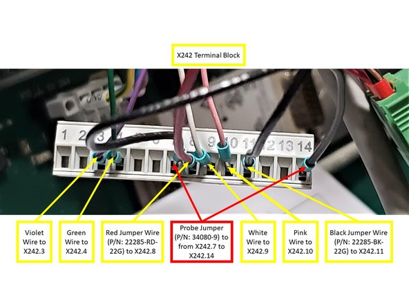 Connect the Violet wire to X242.3 and the Green wire to X242.4.